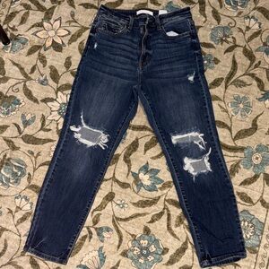 Eunina Dark Blue Distressed Boyfriend Jeans